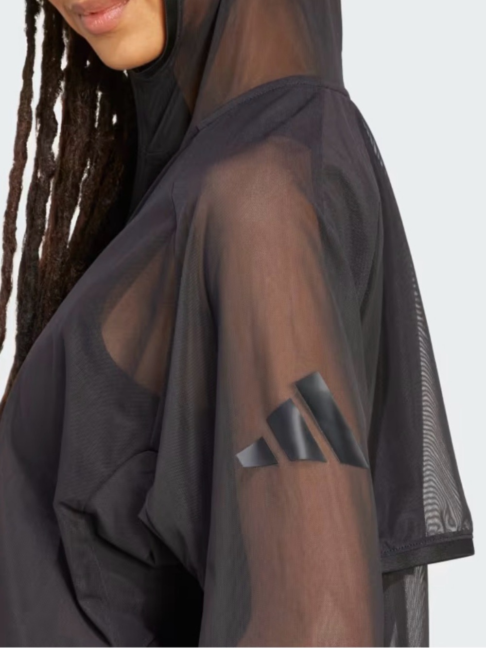 adidas Black Sheer Mesh Hooded Top sz W's M